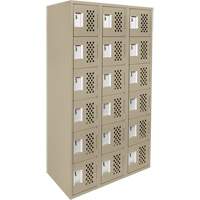 Assembled Lockerettes Clean Line Perforated Economy Lockers, 6 -tier, Bank of 3, 18" x 72" x 12", Steel Equipex