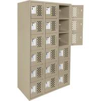 Assembled Lockerettes Clean Line Perforated Economy Lockers, 6 -tier, Bank of 3, 18" x 72" x 12", Steel Equipex