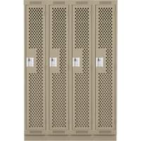 Casiers Clean Line, Bloc de 4, 48" x 15" x 76", Acier, Beige, Rivet (assembl&eacute;), Perfor&eacute; Equipex