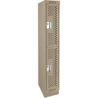 Casiers Clean Line, 2 niveaux, 12" x 12" x 76", Acier, Beige, Rivet (assembl&eacute;), Perfor&eacute; Equipex