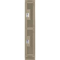 Casiers Clean Line, 2 niveaux, 12" x 12" x 76", Acier, Beige, Rivet (assembl&eacute;), Perfor&eacute; Equipex