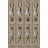 Clean Line Lockers, 2 -tier, Bank of 4, 48" x 12" x 76", Steel, Beige, Rivet (Assembled), Perforated Equipex