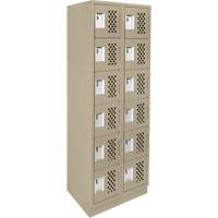 Clean-Line Perforated Lockerette, 6 -tier, Bank of 2, 12" x 72" x 12", Steel Equipex
