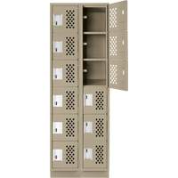 Clean-Line Perforated Lockerette, 6 -tier, Bank of 2, 12" x 72" x 12", Steel Equipex