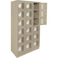 Petit casier perfor&eacute; Clean-Line, 6 niveaux, Bloc de 3, 12" x 72" x 12", Acier Equipex
