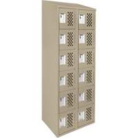 Clean-Line Perforated Lockerette, 6 -tier, Bank of 2, 12" x 72" x 12", Steel Equipex