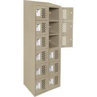 Clean-Line Perforated Lockerette, 6 -tier, Bank of 2, 12" x 72" x 12", Steel Equipex