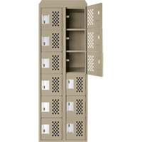 Clean-Line Perforated Lockerette, 6 -tier, Bank of 2, 12" x 72" x 12", Steel Equipex
