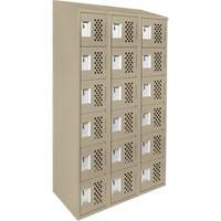 Clean-Line Perforated Lockerette, 6 -tier, Bank of 3, 12" x 72" x 12", Steel Equipex