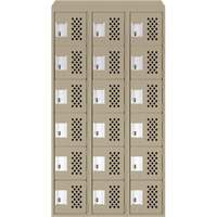 Clean-Line Perforated Lockerette, 6 -tier, Bank of 3, 12" x 72" x 12", Steel Equipex