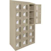 Clean-Line Perforated Lockerette, 6 -tier, Bank of 3, 12" x 72" x 12", Steel Equipex