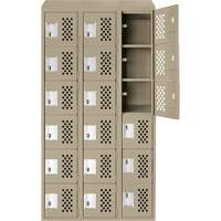 Clean-Line Perforated Lockerette, 6 -tier, Bank of 3, 12" x 72" x 12", Steel Equipex