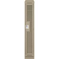 Clean Line Lockers, 12" x 12" x 82", Steel, Beige, Rivet (Assembled), Perforated Equipex