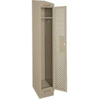 Clean Line Lockers, 12" x 12" x 82", Steel, Beige, Rivet (Assembled), Perforated Equipex