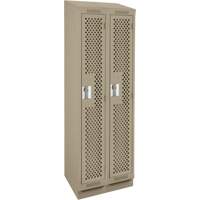 Clean Line Lockers, Bank of 2, 24" x 12" x 82", Steel, Beige, Rivet (Assembled), Perforated Equipex
