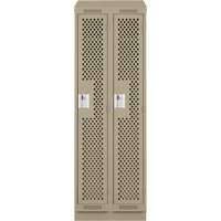 Clean Line Lockers, Bank of 2, 24" x 12" x 82", Steel, Beige, Rivet (Assembled), Perforated Equipex