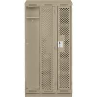 Clean Line Lockers, Bank of 3, 36" x 12" x 82", Steel, Beige, Rivet (Assembled), Perforated Equipex