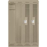Clean Line Lockers, Bank of 4, 48" x 12" x 82", Steel, Beige, Rivet (Assembled), Perforated Equipex