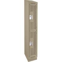 Casiers Clean Line, 2 niveaux, 12" x 18" x 82", Acier, Beige, Rivet (assembl&eacute;), Perfor&eacute; Equipex