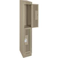 Casiers Clean Line, 2 niveaux, 12" x 18" x 82", Acier, Beige, Rivet (assembl&eacute;), Perfor&eacute; Equipex