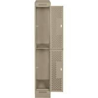 Casiers Clean Line, 2 niveaux, 12" x 18" x 82", Acier, Beige, Rivet (assembl&eacute;), Perfor&eacute; Equipex