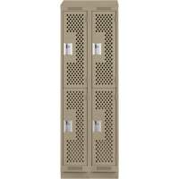 Casiers Clean Line, 2 niveaux, Bloc de 2, 24" x 18" x 82", Acier, Beige, Rivet (assembl&eacute;), Perfor&eacute; Equipex
