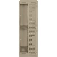 Casiers Clean Line, 2 niveaux, Bloc de 2, 24" x 18" x 82", Acier, Beige, Rivet (assembl&eacute;), Perfor&eacute; Equipex