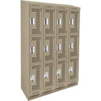 Casiers Clean Line, 3 niveaux, Bloc de 4, 48" x 15" x 82", Acier, Beige, Rivet (assembl&eacute;), Perfor&eacute; Equipex