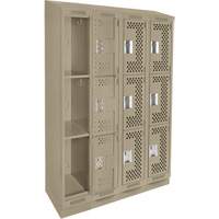 Casiers Clean Line, 3 niveaux, Bloc de 4, 48" x 15" x 82", Acier, Beige, Rivet (assembl&eacute;), Perfor&eacute; Equipex