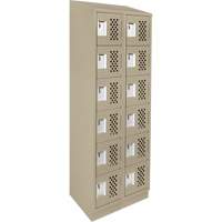 Assembled Lockerettes Clean Line Perforated Economy Lockers, 6 -tier, Bank of 2, 18" x 72" x 12", Steel Equipex