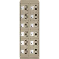 Assembled Lockerettes Clean Line Perforated Economy Lockers, 6 -tier, Bank of 2, 18" x 72" x 12", Steel Equipex