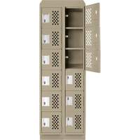 Assembled Lockerettes Clean Line Perforated Economy Lockers, 6 -tier, Bank of 2, 18" x 72" x 12", Steel Equipex