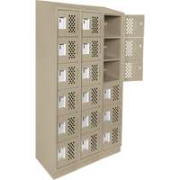 Assembled Lockerettes Clean Line Perforated Economy Lockers, 6 -tier, Bank of 3, 18" x 72" x 12", Steel Equipex