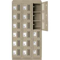 Assembled Lockerettes Clean Line Perforated Economy Lockers, 6 -tier, Bank of 3, 18" x 72" x 12", Steel Equipex