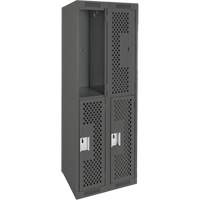 Casiers Clean Line, 2 niveaux, Bloc de 2, 24" x 15" x 72", Acier, Charbon, Rivet (assembl&eacute;), Perfor&eacute; Equipex