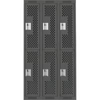 Casiers Clean Line, 2 niveaux, Bloc de 3, 36" x 15" x 72", Acier, Charbon, Rivet (assembl&eacute;), Perfor&eacute; Equipex