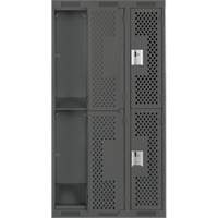 Casiers Clean Line, 2 niveaux, Bloc de 3, 36" x 15" x 72", Acier, Charbon, Rivet (assembl&eacute;), Perfor&eacute; Equipex