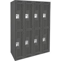 Casiers Clean Line, 2 niveaux, Bloc de 4, 48" x 15" x 72", Acier, Charbon, Rivet (assembl&eacute;), Perfor&eacute; Equipex