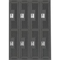 Casiers Clean Line, 2 niveaux, Bloc de 4, 48" x 15" x 72", Acier, Charbon, Rivet (assembl&eacute;), Perfor&eacute; Equipex