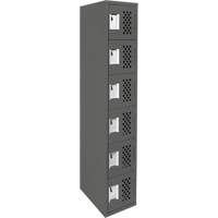 Assembled Lockerettes Clean Line Perforated Economy Lockers, 6 -tier, 18" x 72" x 12", Steel Equipex