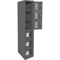 Assembled Lockerettes Clean Line Perforated Economy Lockers, 6 -tier, 18" x 72" x 12", Steel Equipex