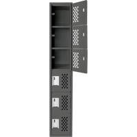 Assembled Lockerettes Clean Line Perforated Economy Lockers, 6 -tier, 18" x 72" x 12", Steel Equipex