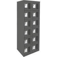Assembled Lockerettes Clean Line Perforated Economy Lockers, 6 -tier, Bank of 2, 18" x 72" x 12", Steel Equipex
