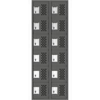 Assembled Lockerettes Clean Line Perforated Economy Lockers, 6 -tier, Bank of 2, 18" x 72" x 12", Steel Equipex