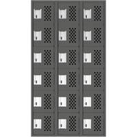 Assembled Lockerettes Clean Line Perforated Economy Lockers, 6 -tier, Bank of 3, 18" x 72" x 12", Steel Equipex