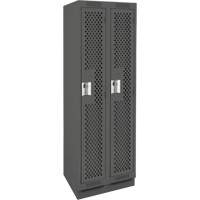 Clean Line Lockers, Bank of 2, 24" x 15" x 76", Steel, Charcoal, Rivet (Assembled), Perforated Equipex