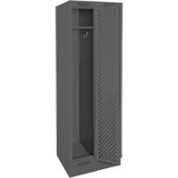 Clean Line Lockers, Bank of 2, 24" x 15" x 76", Steel, Charcoal, Rivet (Assembled), Perforated Equipex