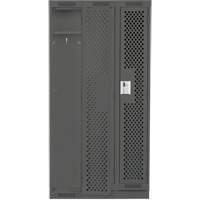 Clean Line Lockers, Bank of 3, 36" x 15" x 76", Steel, Charcoal, Rivet (Assembled), Perforated Equipex