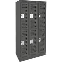 Casiers Clean Line, 2 niveaux, Bloc de 3, 36" x 12" x 76", Acier, Charbon, Rivet (assembl&eacute;), Perfor&eacute; Equipex