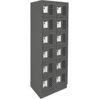 Clean-Line Perforated Lockerette, 6 -tier, Bank of 2, 12" x 72" x 12", Steel Equipex